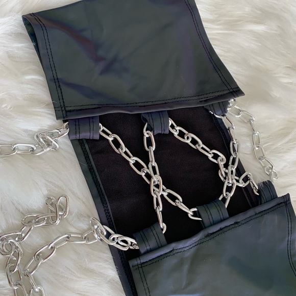 Rave Wonderland Reflective Chain Crop Top Rave Festival - Picture 3 of 4